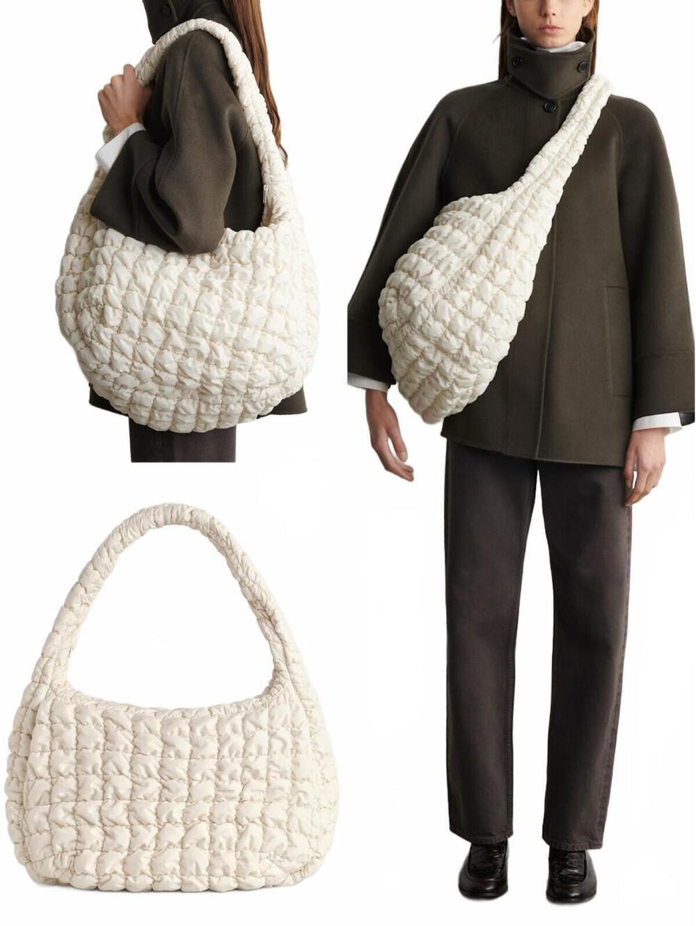 COS Oversized Quilted Crossbody Bag NEW Light Beige
